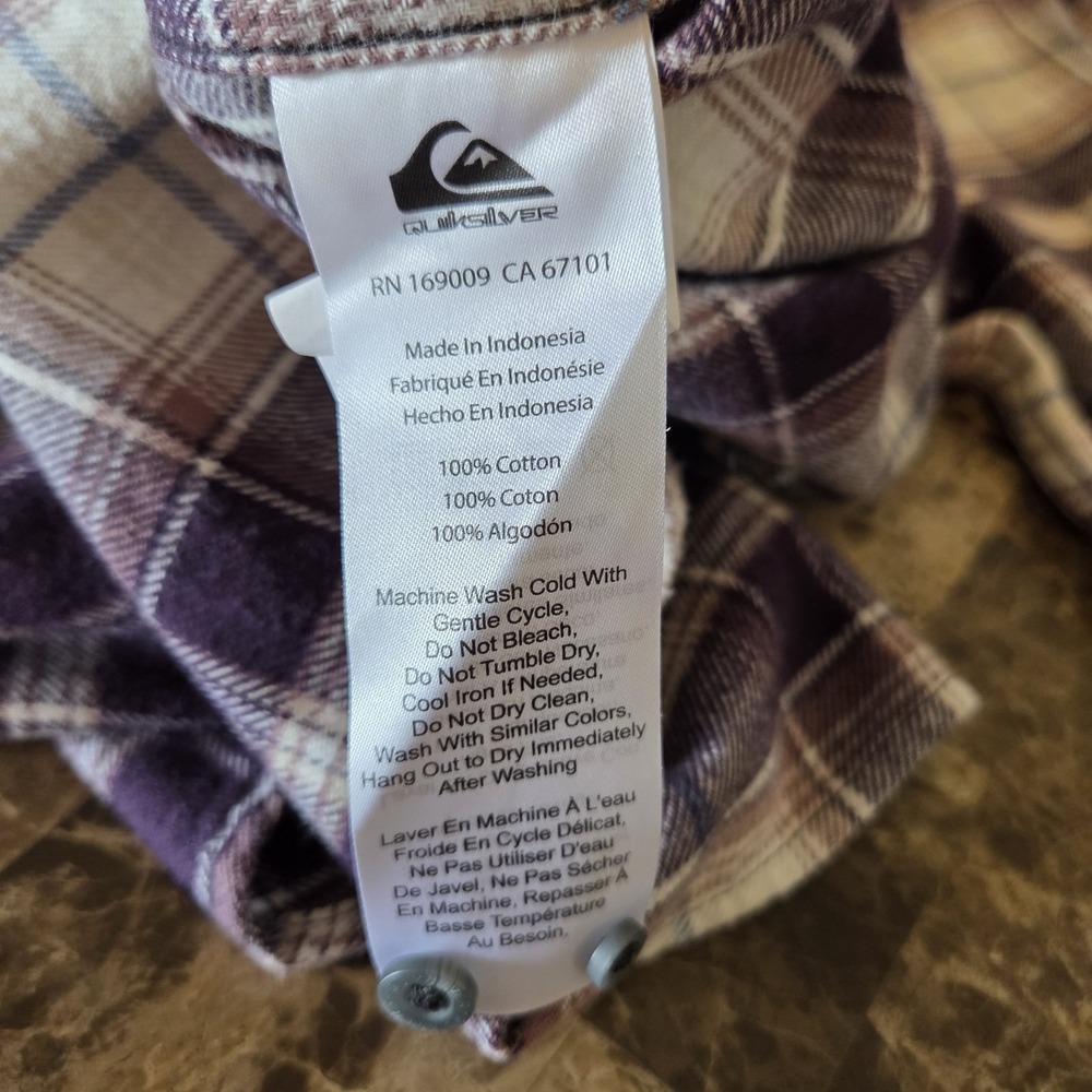 Quicksilver Shirt Mens XXL Purple Plaid Flannel 100% cotton Soft NWT casual - Picture 12 of 13